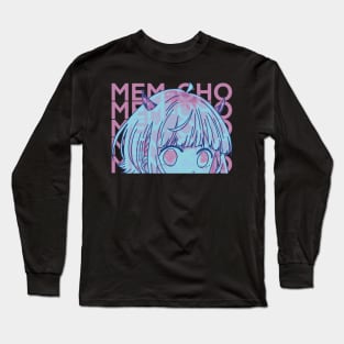 Neon Mem-Cho Peeker -  Oshi no Ko Anime Girl Peeker with MemCho Typography Long Sleeve T-Shirt